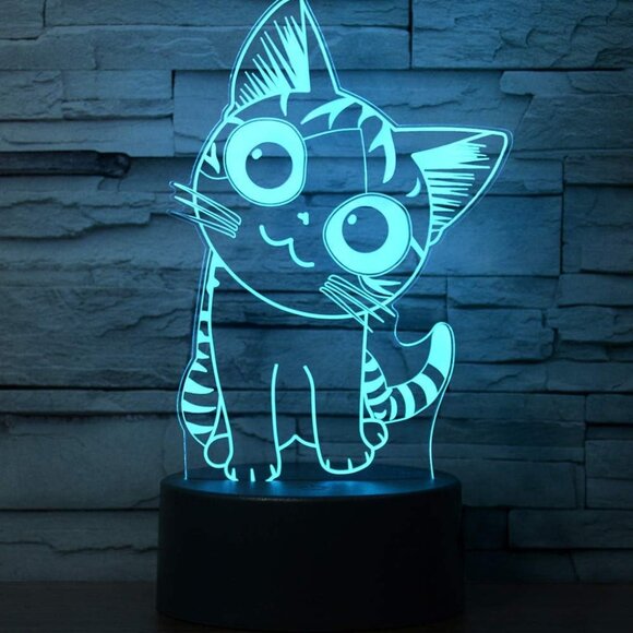 Table Lamp - Kitty Cat Night Light -7 Colors - Picture 3 of 6